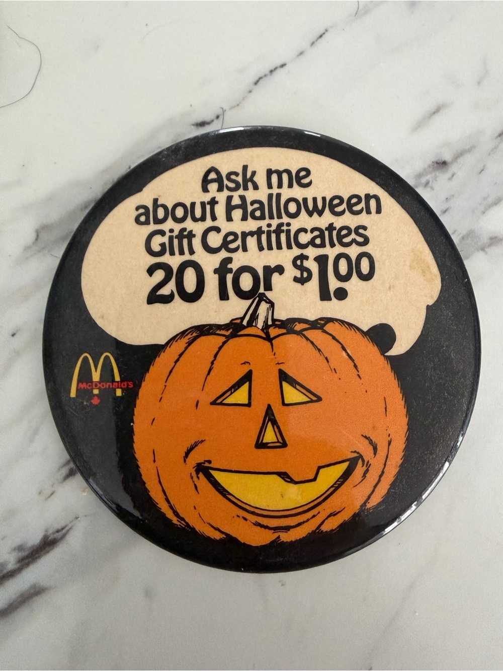 2 for $8 - McDonald's Halloween Pumpkin Promo Pin - Orange & Black - Vintage